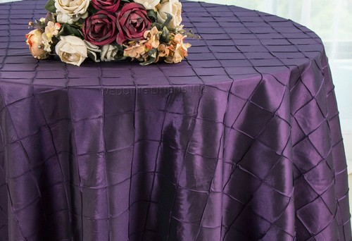 Wedding Linens Inc. 90" Pintuck Taffeta Round Table Overlay / Tablecloth - Picture 16 of 29