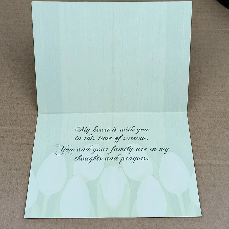 Greeting Card & Envelope - "WITH DEEPEST SYMPATHY " White Tulips With Sparkles - Image 4 of 4