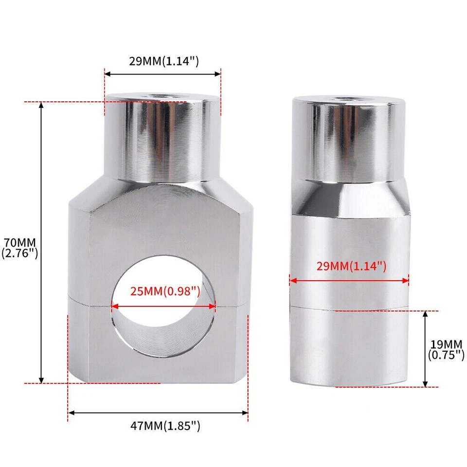 Elevadores de manillar de motocicleta plateados de 1" para Harley Davidson Sportster Softail EE. UU. Foto 4 de 4