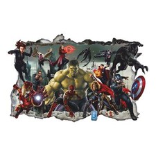 Décalcomurale Avengers - Hulk, Spiderman, Wolverine, Thor - Déco Murale Amovible, Neuve