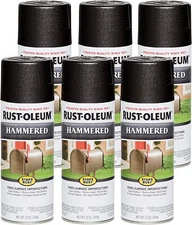 Rust-Oleum 7215830 Stops Rust Hammered Spray Paint, 12 Oz, Black, Pack of 6