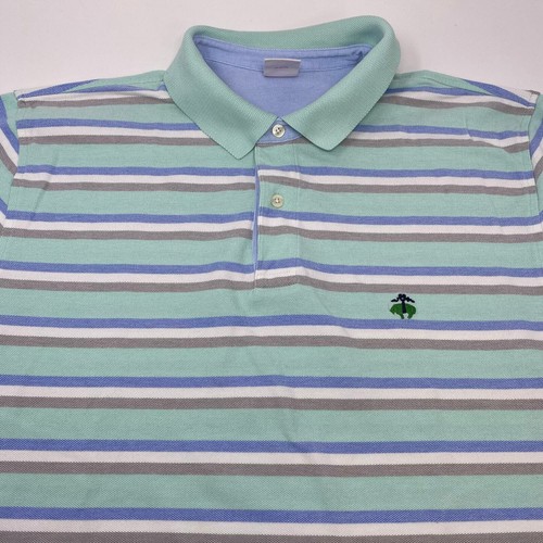 Brooks Brothers XL Mint Green Multicolor Striped Short Sleeve Cotton