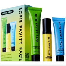 Sofie Pavitt Face The Skin School Set: Cleanse, Treat & Hydrate Minis, Free Ship