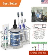 Elegant Stainless Steel Toothbrush Holder with 6 Slots for Organized Storage