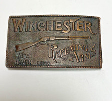 Vintage Winchester Repeating Arms New Haven Conn. Rifle Gun Brass Belt Buckle