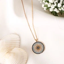 Gold Evil Eye Necklace for Women, 14K Real Gold Plated  Giftable Nazar Jewelry