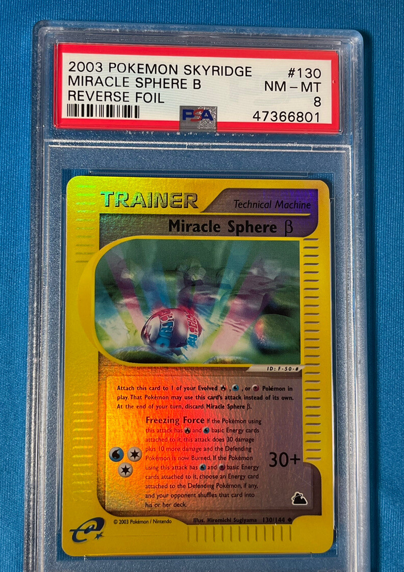 👀 2003 MIRACLE SPHERE B - PSA 8 - Reverse Holo Pokemon Skyridge Card Holo 130