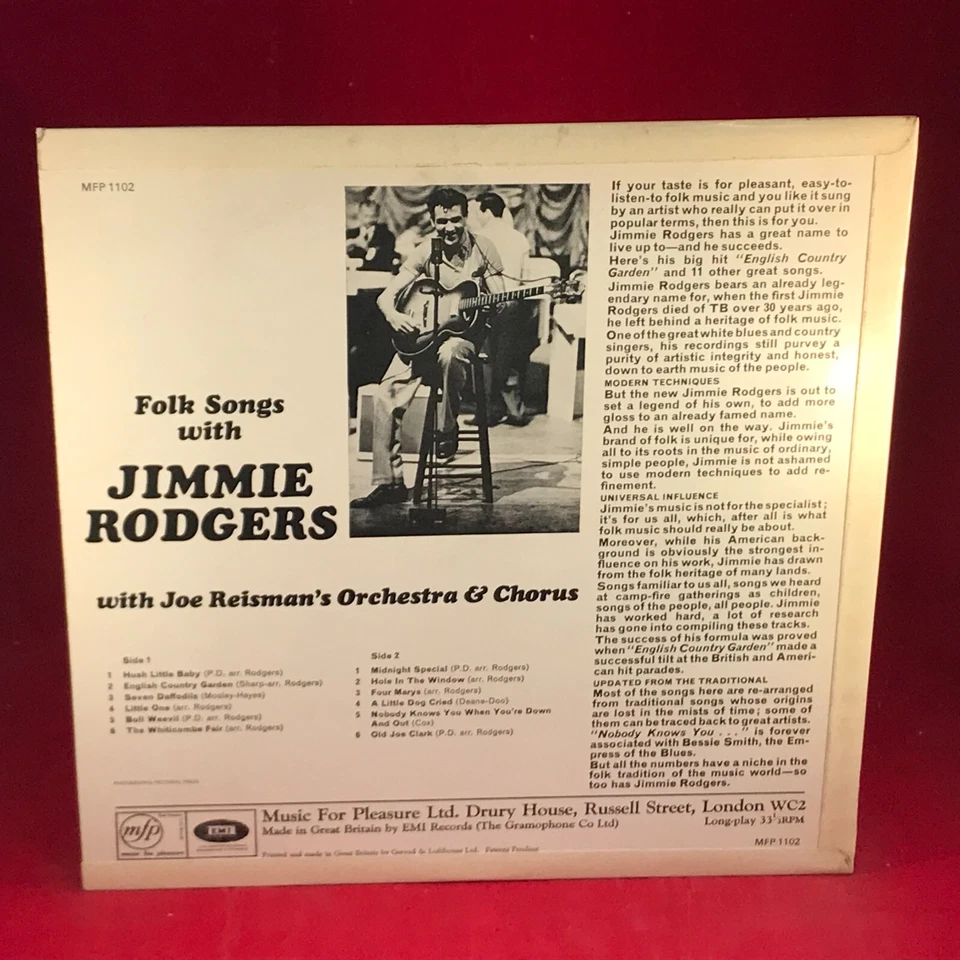 JIMMIE RODGERS Folk Songs With 1966 UK vinyl LP English Country Garden - Image 2 of 4
