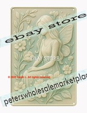 Fairy Garden Tin Sign 3D Look Pastel Fantasy Art