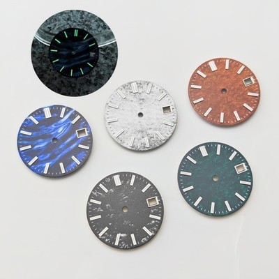 NH35 dial 28.5 mm snowflake water ripple pattern, green lume for NH35 movement.