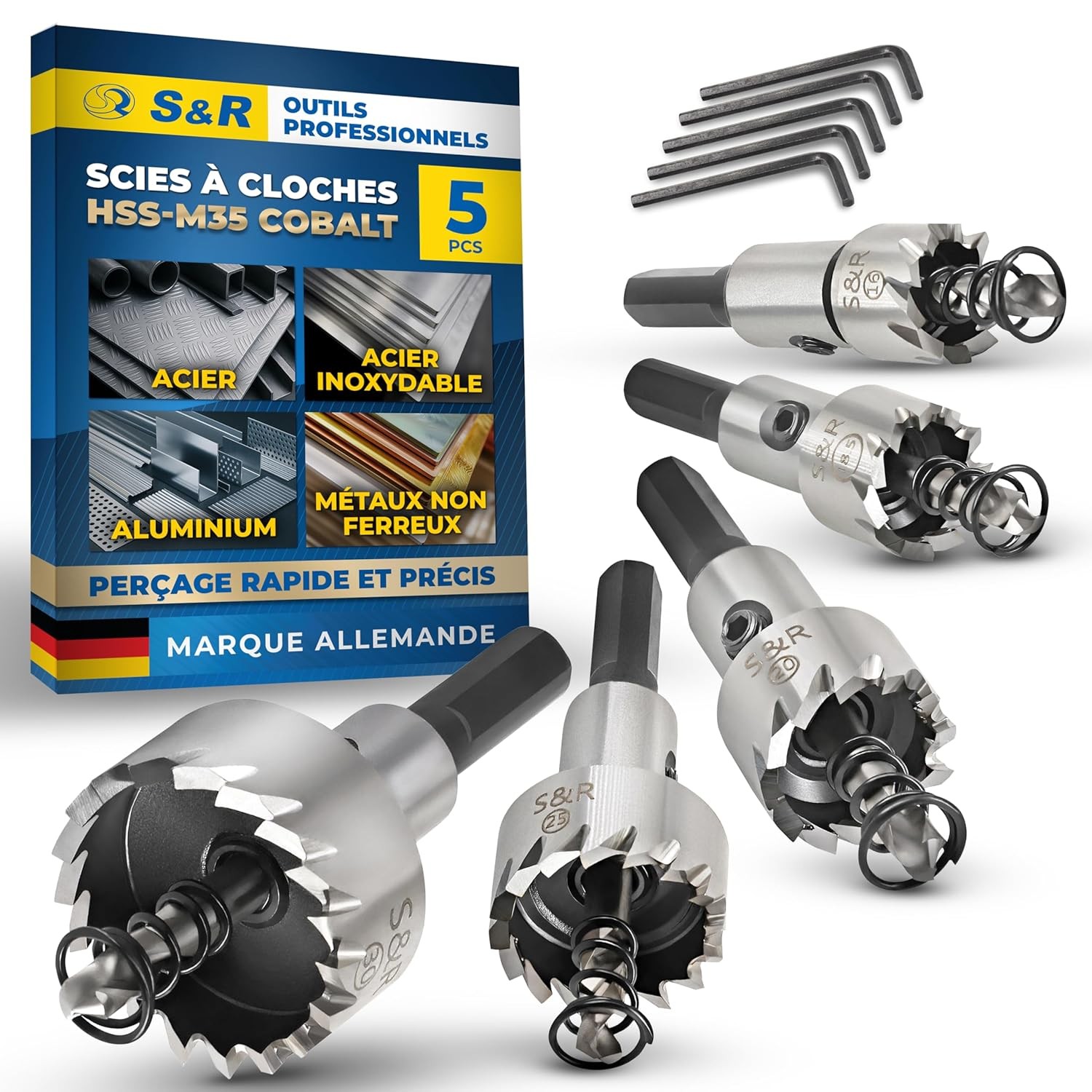 Scie cloche pour métal HSS trépans robustes pour découper tuyaux et tôles