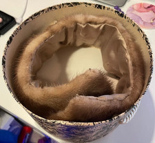 A Mr. Henri creation mink collar with original case light brown, tan