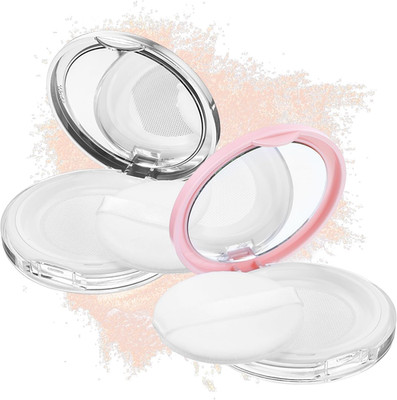 2pc Loose Powder Container with Puff & Mirror Travel Empty Makeup Compact Case