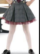 Weissman Showtime School Girl Overall Skirt Girls SC 6 Gray Plaid skirt only 