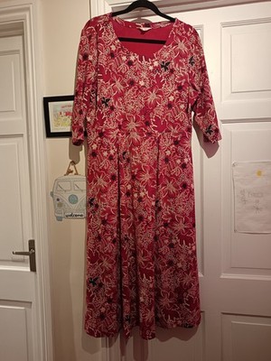 Seasalt Cornwall red floral Veronica dress UK 18