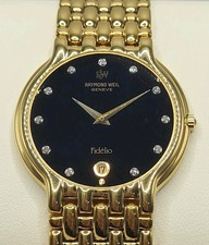 1800 SWISS MINT 32mm Raymond Weil Fidelio 4802 18K GP Diamond Unisex Watch
