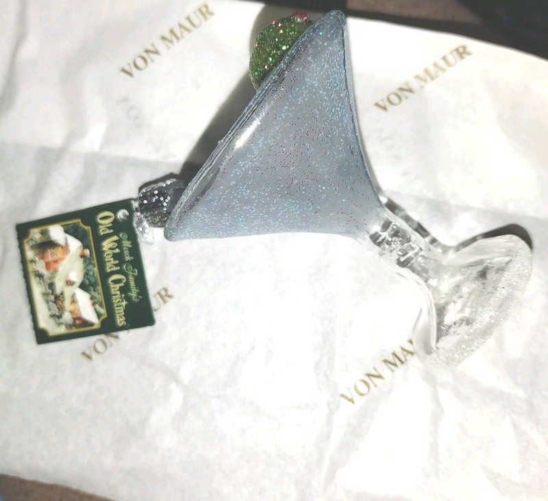 Old World Christmas Martini Cocktail Drink Glass Ornament Vintage With Tags New