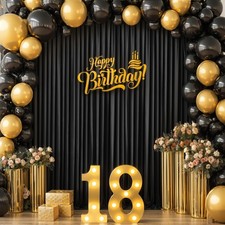 Black Backdrop Curtain Wrinkle Free Drapes Panels Party Photography 10x10 FT