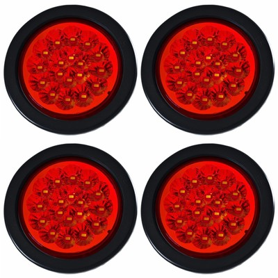 4'' Round LED Trailer Tail Light 18 LED Red/White Stop Turn Tail Reverse Backup