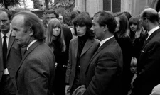 Bill Wyman his girlfriend Astrid Lundstrom at Brian Jones funeral - Old Photo