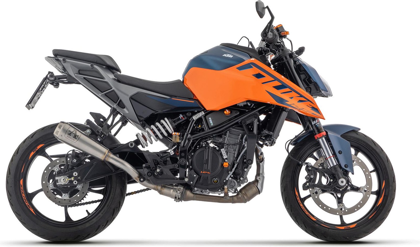 Echappement Arrow Pro-Race KTM Duke 125 2026 en acier pour reduire le poids