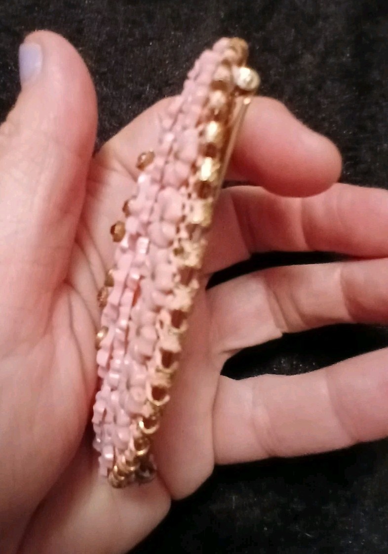 Vtg Miriam Haskell Unique Unsigned Brooch Pink Re… - image 5