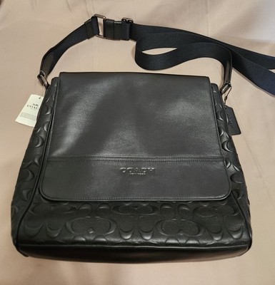 Coach Gunmetal/Black Houston Map Signature Leather Bag (4006