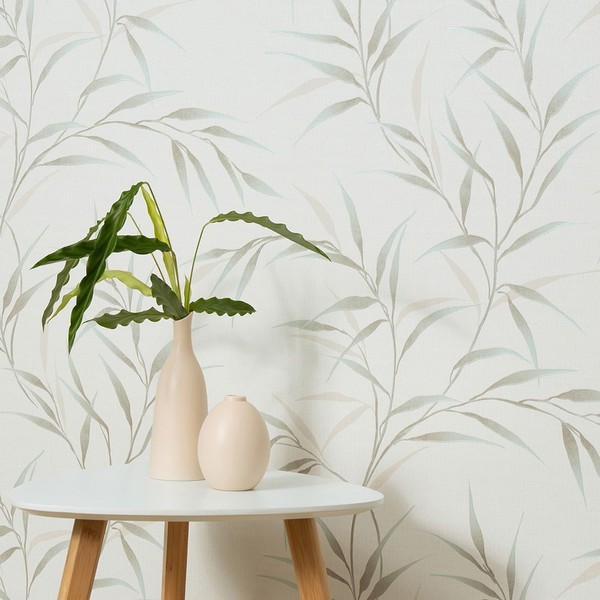 Guido Maria Kretschmer Tapete BläTter Floral Creme TüRkis 10528-18 (4,41€/1Qm)-image