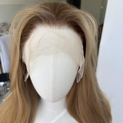 Long Straight Hitzebeständiges Haar Lace-Front-Perücken Misch Blond Für Party