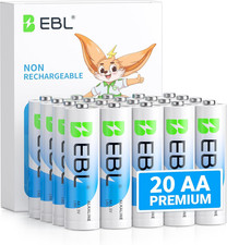EBL AA Batteries 20 Pack Non-Rechargeable 1.5V Alkaline Double a Batteries, Long 0.46 per gallon