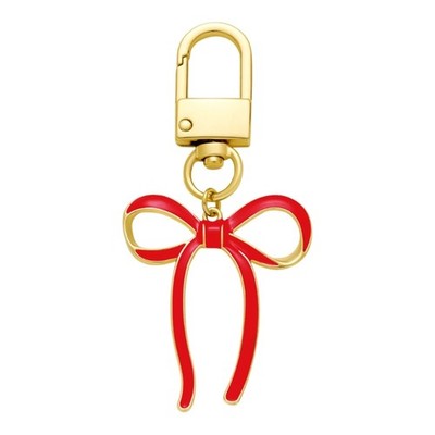Trendy Alloy Keychain With Red Bowknot And Tassels Design Lightweight Accessory