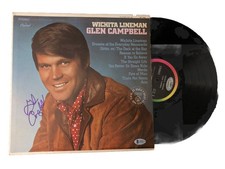 GLEN CAMPBELL Signed Record Wichita Lineman Original Vinyl Beckett BAS Excellent
