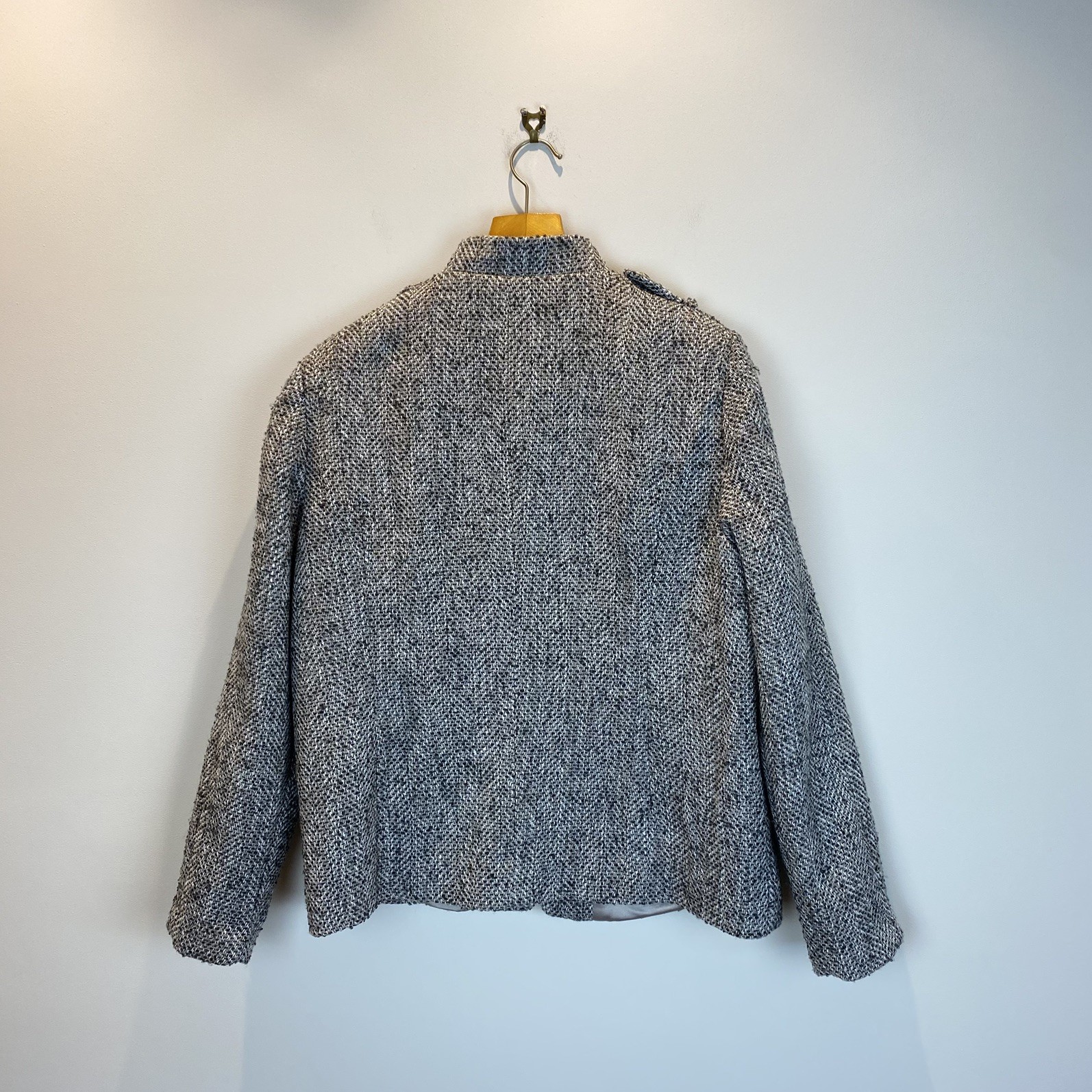Mint Velvet Jacket Blazer XL UK16+ Grey Wool Blend Herringbone Military Boucle image 10