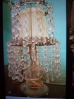 Antique Mini Chandelier Waterfall Table Lamp Crystal Prisms Brass And Glass — photo 2
