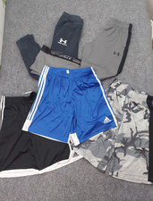 Lot 5 NIKE ADIDAS UNDER ARMOUR Sweat Pants Shorts Boys Youth Large Athletic