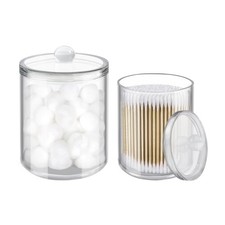 2 Pack Cotton Swab Holder, Transparent Acrylic Organizer with Lid, Clear Disp...