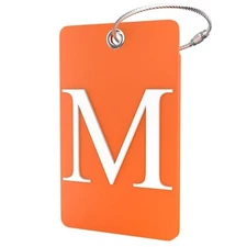  Luggage Tag Initial – Fully Bendable Tag w/Stainless Steel Letter M Orange