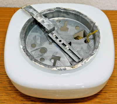 original 1980 VINTAGE ancienne LAMPE CARREE en verre blanc PLAFONNIER plafond - Photo 1/4