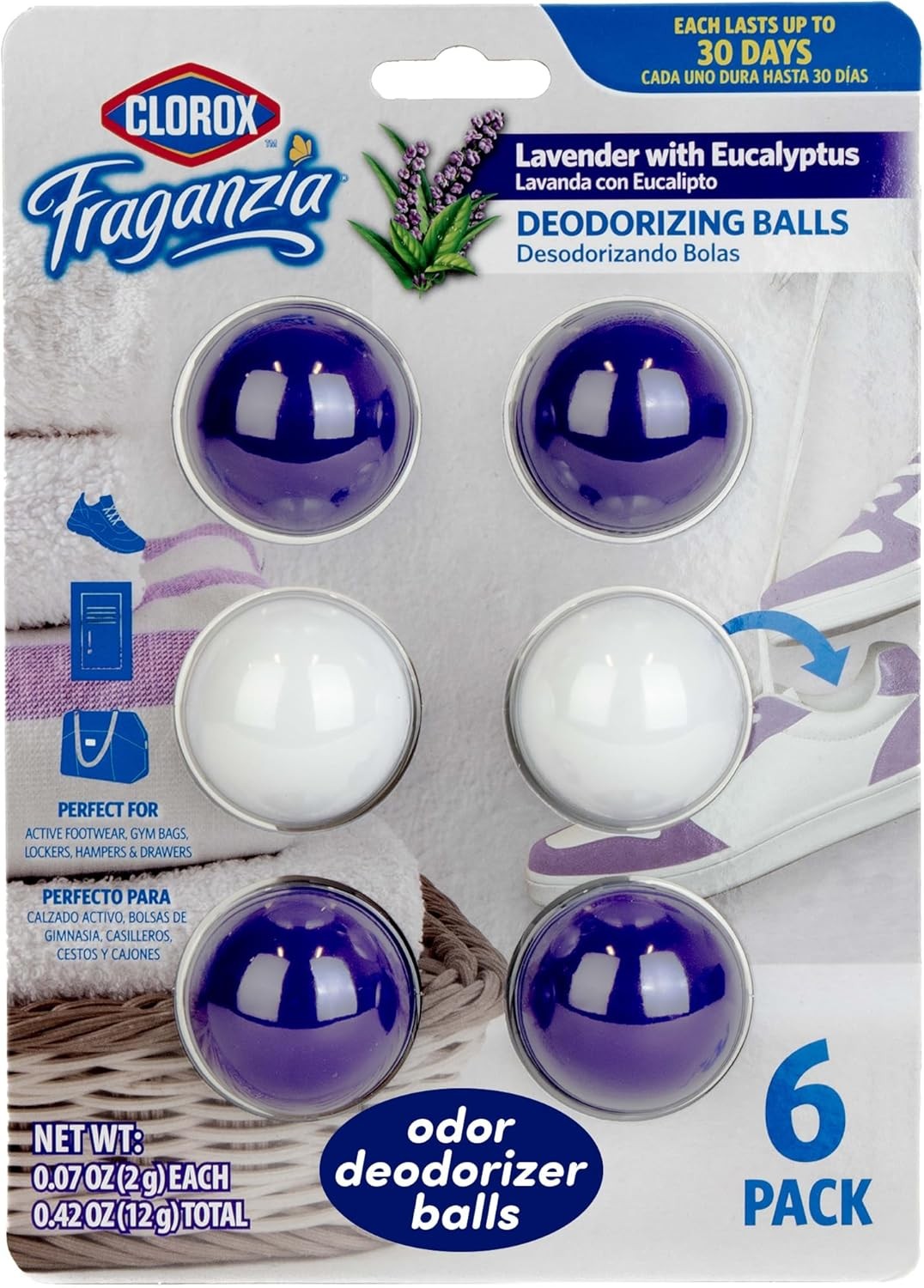 Fraganzia Deodorizing Balls, Lavender with Eucalyptus Scent 