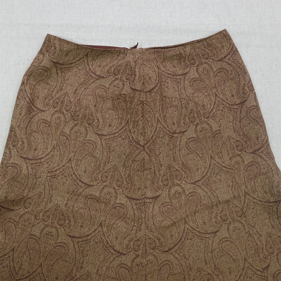 Talbots Skirt Womens 12 Brown Paisley Midi Wool Lined Career Work Dressy Classic - Image 3 of 4