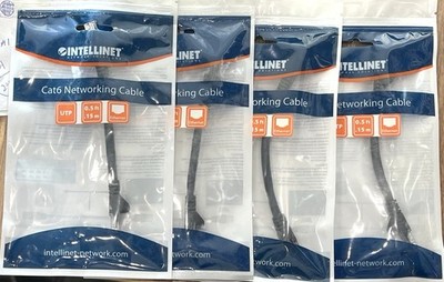 Lot of 4 Intellinet Cat6 0.5ft UTP Networking Cable Black Molded