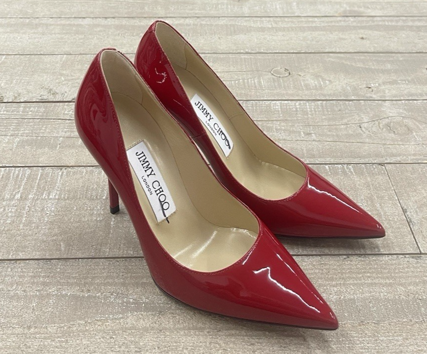 New Jimmy Choo Agnes 85mm Patent Leather Pump Heels In Red Size