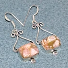 925 Silver Plated Copper Rhodochrosite Earrings 1.8" Luxury Inspired Design GW