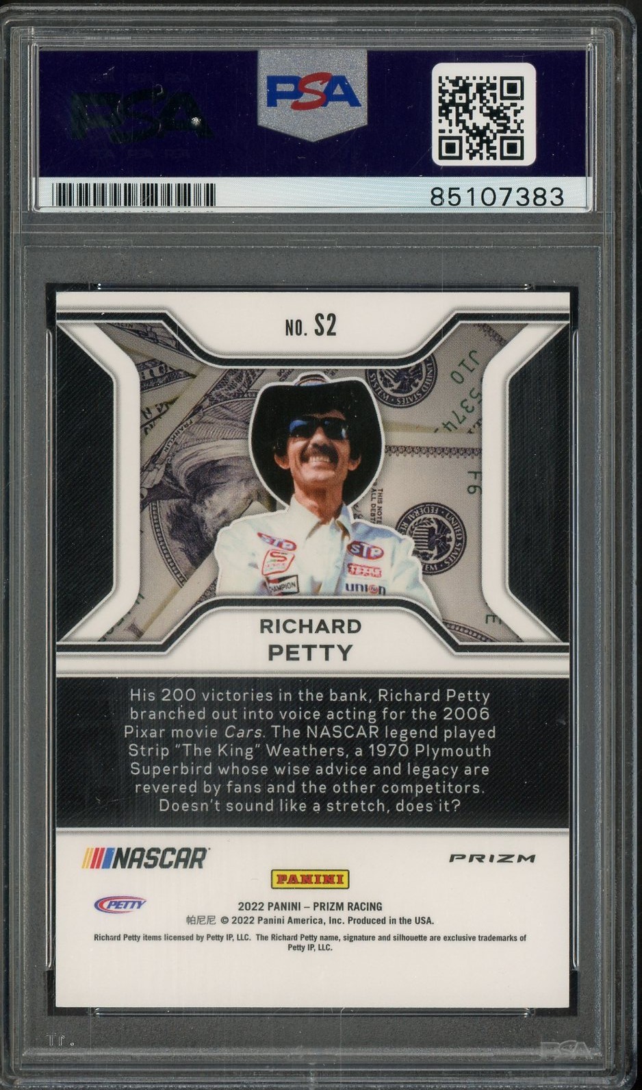Richard Petty Signed 2022 Panini Prizm Racing " Stacks" SSP PSA/DNA AUTO view 2