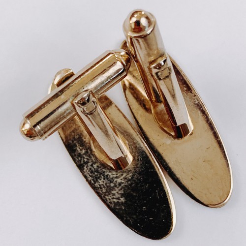 VTG Mid Century Black Cufflinks Tie Bar Chain 3-Piece Set Skyscraper Gold Tone - Foto 9 di 20