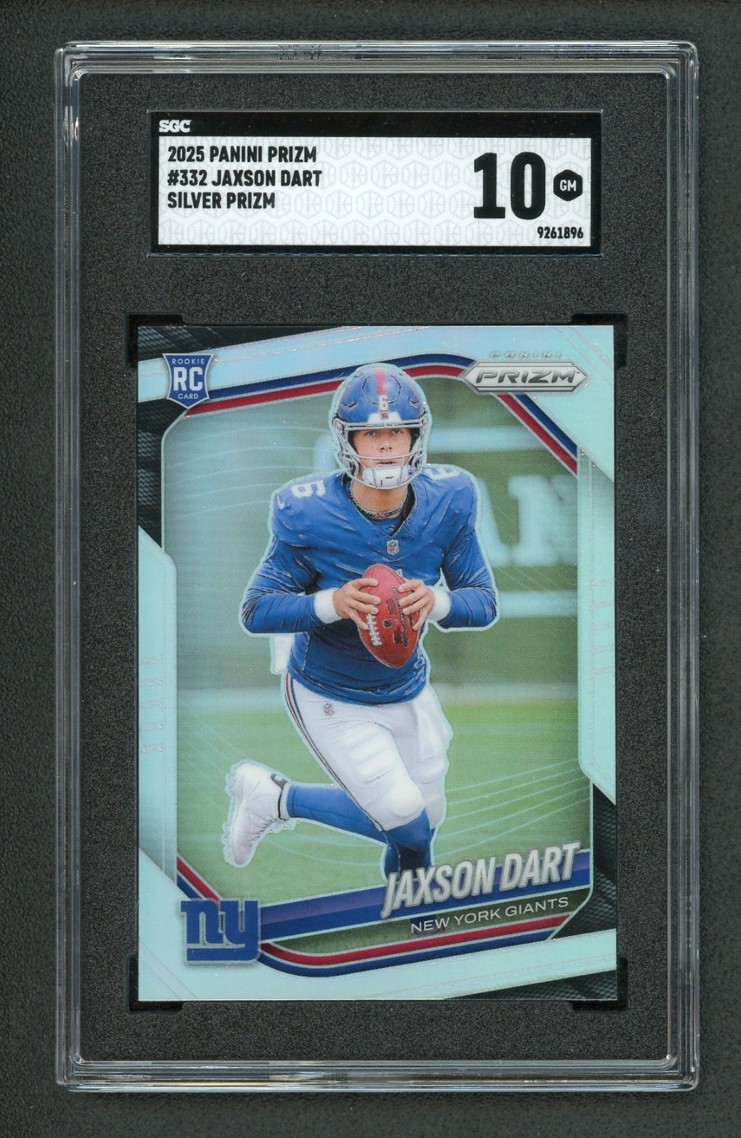 2025 Panini Prizm Jaxson Dart RC Silver Prizm Giants Rookie SGC 10 Gem Mint