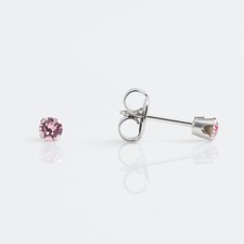 Studex System 75 9ct White Gold Tiff 3mm light Rose Piercing Stud Earings 5140