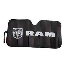003860R01 RAM Logo Black Matte Finish Front Windshield Accordion Sunshade