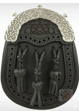 Black Scottish Day Sporran Genuine Leather Celtic Knot Embossed