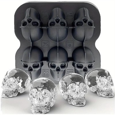3D Skull Ice Mold Silicone Flexible Ice Cube Tray Cocktail Maker 1PC